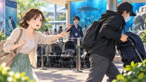 「悪質だと判断したら、盗難届も出した方がいいと思いますね」を題材にした架空の成人人物のアニメ風イラスト