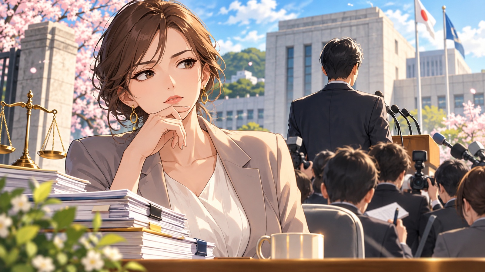 「この方はグレーゾーンを突いて生きているだけだなあと思いますよ」を題材にした架空の成人人物のアニメ風イラスト