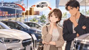「輸入品に関税をかければ国内産業が守られると思っているかもしれませんが、実際は消費者がそのツケを払うだけですか…」を題材にした架空の成人人物のアニメ風イラスト