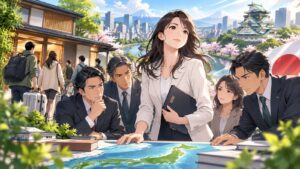 「日本を守る志がある方が政党の垣根を越えて集まり、日本を守る法案を作るべきです」を題材にした架空の成人人物のアニメ風イラスト