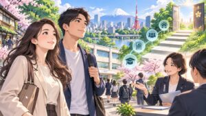 「永住や市民権取得のハードル、支援制度などを透明化すべきです」を題材にした架空の成人人物のアニメ風イラスト
