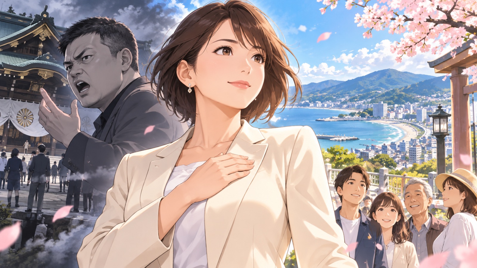 「高市さんを自民党総裁にして、自民党を立て直す必要があると強く思いますね」を題材にした架空の成人人物のアニメ風イラスト
