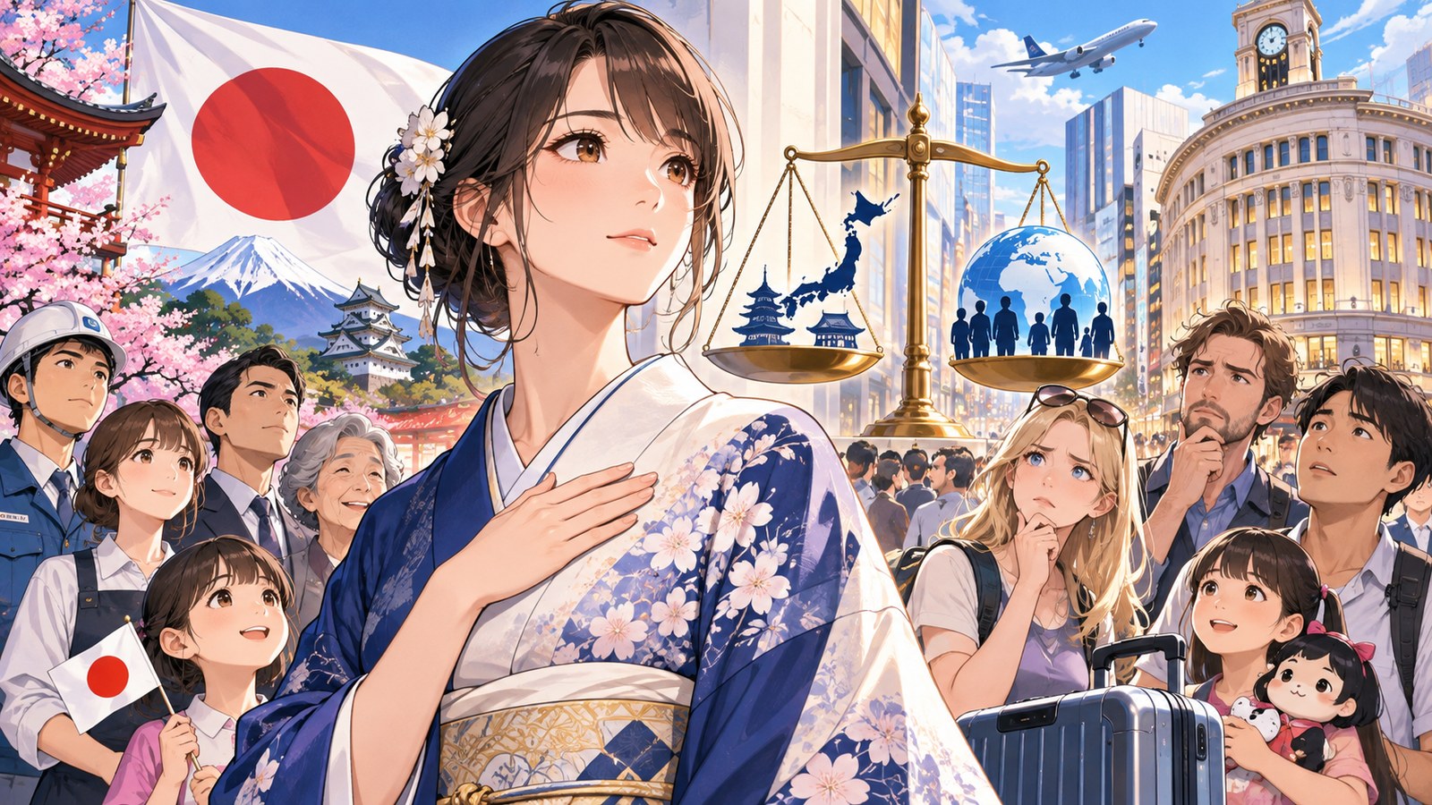 「日本国で日本人ファーストを謳って何が問題なのですかね」を題材にした架空の成人人物のアニメ風イラスト