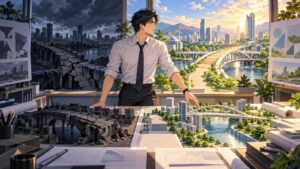 「「失敗を恐れて何も変えない」ことが最大のリスクです」を題材にした架空の成人人物のアニメ風イラスト