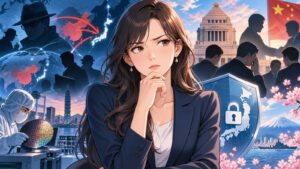 「それをためらう姿勢は「自らに不都合が及ぶからではないか」と疑念を抱かれても仕方がありませんよ」を題材にした架空の成人人物のアニメ風イラスト