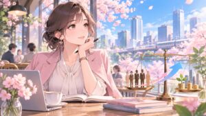 「今まで年功序列であった世代が、ある年を境にいきなり制度自体が無くなったり」を題材にした架空の成人人物のアニメ風イラスト