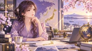 「日本もロシアと国境を接する国で有る事を忘れてはならない」を題材にした架空の成人人物のアニメ風イラスト