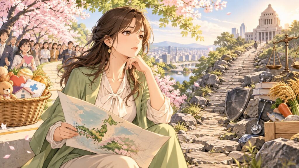 「石破総理には信念が無い」を題材にした架空の成人人物のアニメ風イラスト