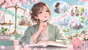 「年金「保険」なのだから、契約した時点の約束は履行しなければ可笑しいのでは」を題材にした架空の成人人物のアニメ風イラスト