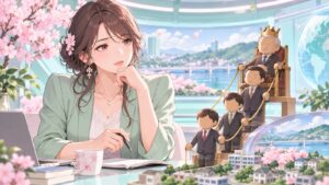 「こんなんだから世襲議員がのさばるんですよ」を題材にした架空の成人人物のアニメ風イラスト