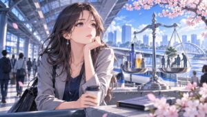 「「乗客に禁酒中の人もいる」とか「公共性無視」とか言い出したらなんにも出来無いですよね」を題材にした架空の成人人物のアニメ風イラスト