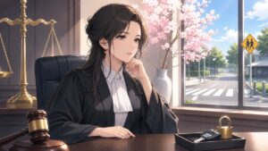 交通犯罪の責任と社会の安全を考える成人女性の裁判官