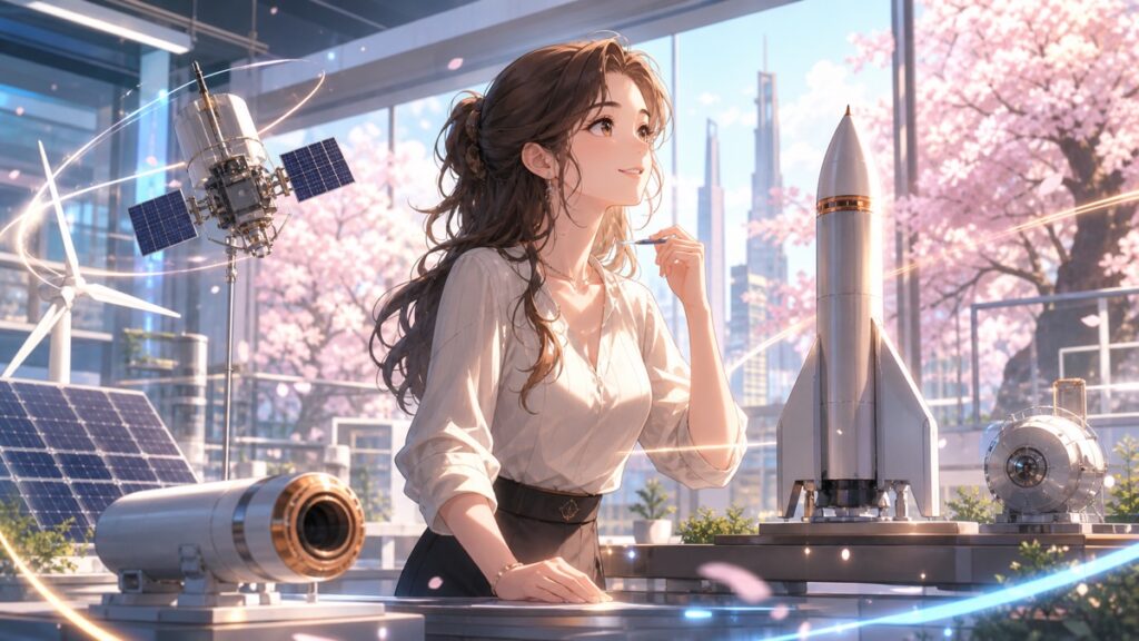宇宙技術の開発に夢中になる成人女性の起業家