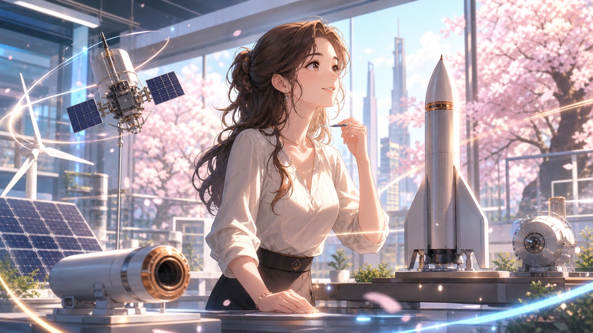 宇宙技術の開発に夢中になる成人女性の起業家