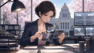 報道画像と証拠を慎重に検証する成人女性のファクトチェッカー