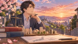 「投稿297」を題材にした架空の成人人物のアニメ風イラスト