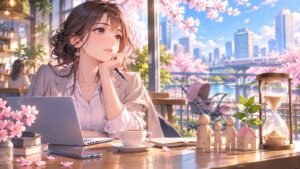 「ラストチャンスはもうずっと前に終わっているのでは」を題材にした架空の成人人物のアニメ風イラスト