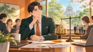 「ボーナスを一部返納すると言う様なポーズは必要ありませんよ」を題材にした架空の成人人物のアニメ風イラスト