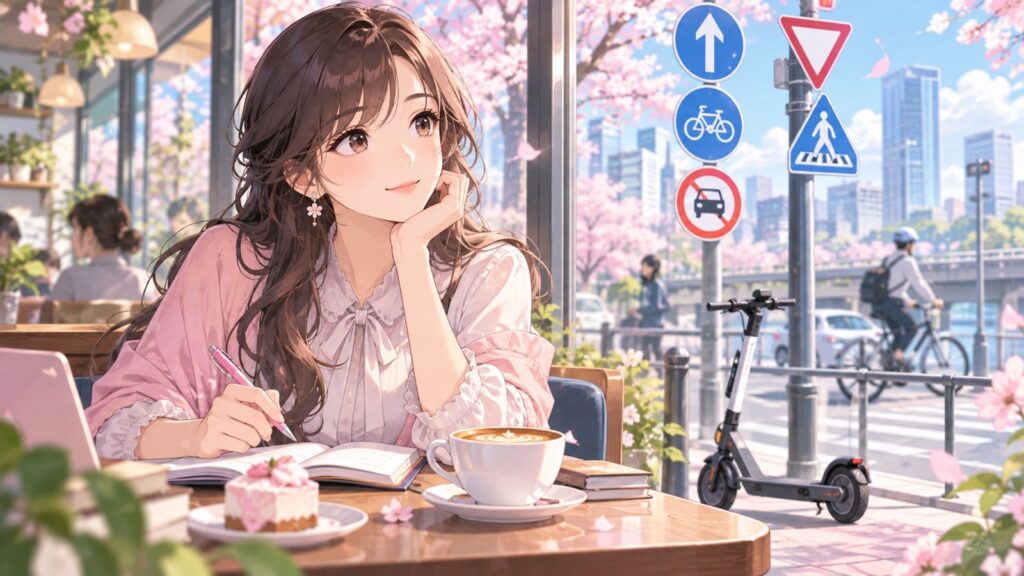 「そもそも公道を利用するなら標識などは理解して欲しいです」を題材にした架空の成人人物のアニメ風イラスト