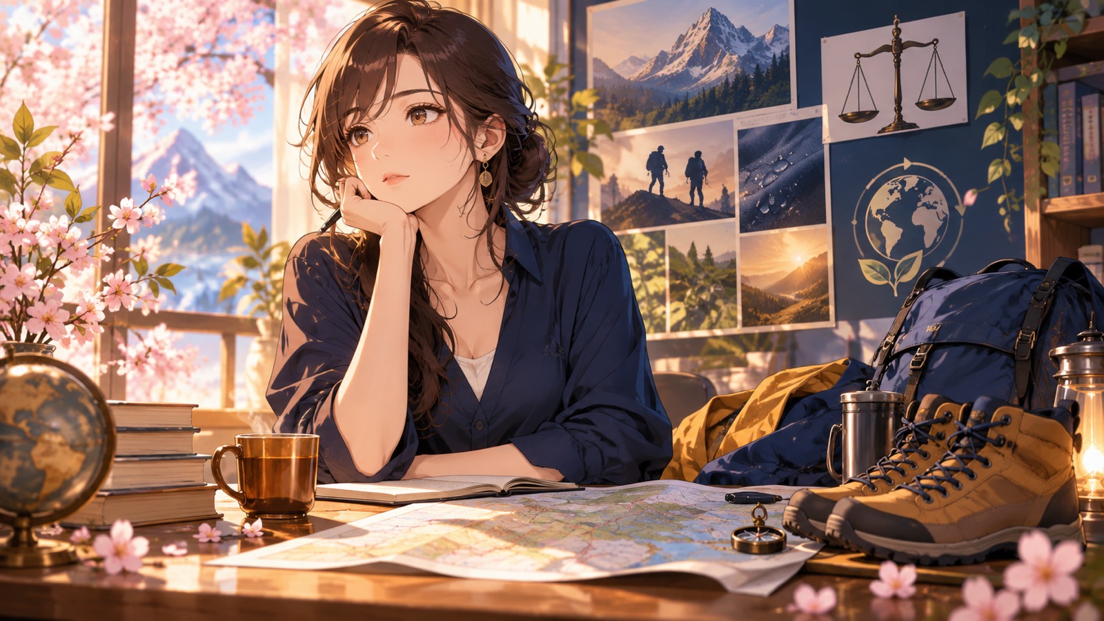 「アウトドアに求められる機能性とは何か、と言う原点に立ち返るべきですよね」を題材にした架空の成人人物のアニメ風イラスト