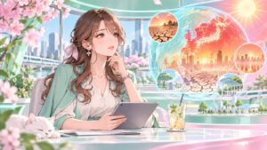 「もはや災害級の暑さでは無く、災害そのものだと思いますよ」を題材にした架空の成人人物のアニメ風イラスト