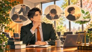 「ルールを守れ無いならそれなりの罰を受ける、これも立派な教育だと思いますね」を題材にした架空の成人人物のアニメ風イラスト