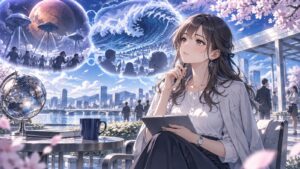 「「火星人が攻めてきた」レベルと変わら無いと思いますよ」を題材にした架空の成人人物のアニメ風イラスト
