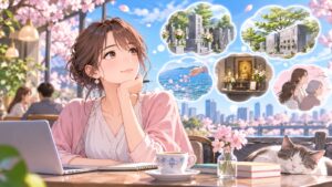 「お墓は作りたい人、継ぎたい人がやれば良いのでは」を題材にした架空の成人人物のアニメ風イラスト
