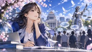 「公人は公の立場であり、一般市民が意見を表明する権利を持っていますからね」を題材にした架空の成人人物のアニメ風イラスト