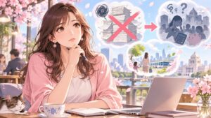 「年末調整辞めるは悪手過ぎますね」を題材にした架空の成人人物のアニメ風イラスト