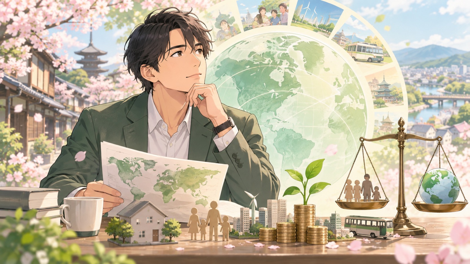 「すでに103以上の国で付加価値税の減税を実施してますなぜはっきりと減税と言え無いのでしょうかね」を題材にした架空の成人人物のアニメ風イラスト