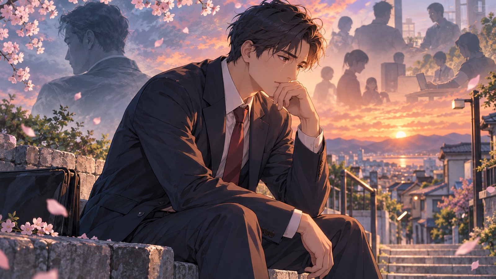 「人を死に追いやった後の涙ですら、他人の為では無く、自分の為でしか無いのですからね」を題材にした架空の成人人物のアニメ風イラスト