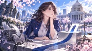 「そもそも、比例復活自体を廃止にして貰いたいですけどね」を題材にした架空の成人人物のアニメ風イラスト