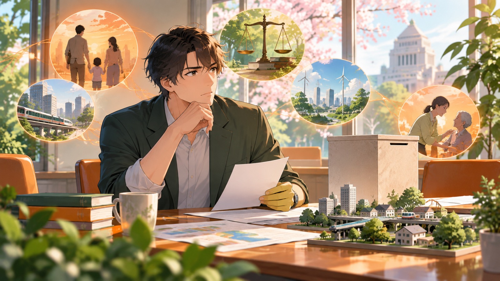 「投票しないってのは権利の放棄ですからね」を題材にした架空の成人人物のアニメ風イラスト