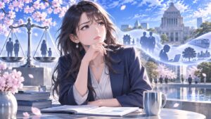 「この調査結果には疑問を感じざるを得無いですけどね」を題材にした架空の成人人物のアニメ風イラスト