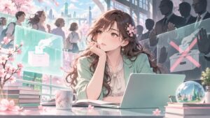 「若者の投票行動を制限したいと言う政権与党の意思の表れでしょう」を題材にした架空の成人人物のアニメ風イラスト