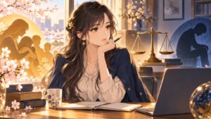 「加害者側の人権ばかりに重きを置くのはやめた方が良いですよね」を題材にした架空の成人人物のアニメ風イラスト